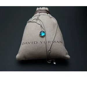 David Yurman Sterling Silver Chatelaine Pendant Necklace with Blue Topaz